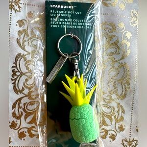BNWT Starbucks 🍍 Reusable Pineapple Hot Cup Lip Stopper  Keychain Summer 2024